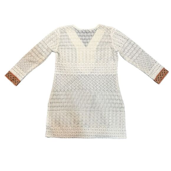 Zola Earthly Fashions Ivory Lacey Tunic Dress with Embroidered Accents Large - Picture 2 of 10